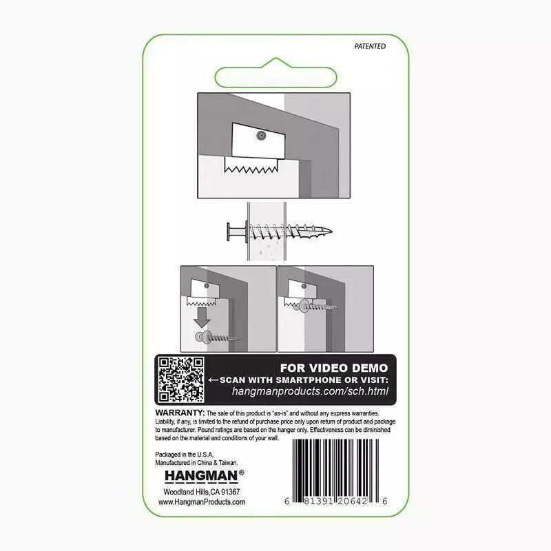 Flush Mount Canvas Picture Hanger Self-Levelling Sawtooth Hook Hangman