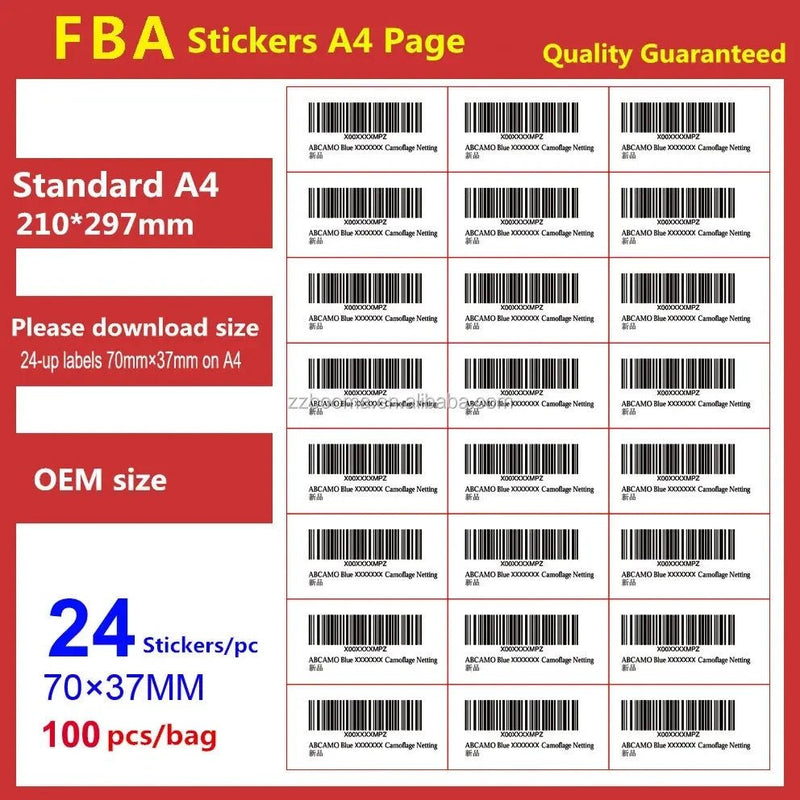 A4 Printable Address Labels – 24 Per Sheet (63.5 x 33.9mm) – 1 to 100 Sheets