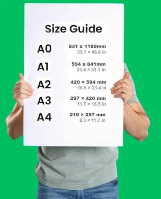 Poster Printing Colour Satin Gloss or Matt Finish A0 A1 A2 A3 A4 Paper sizes
